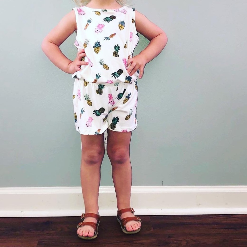 NWT ROMPER. toddler GIRLS super soft! SUMMER one piece. PINEAPPLE. BEACH